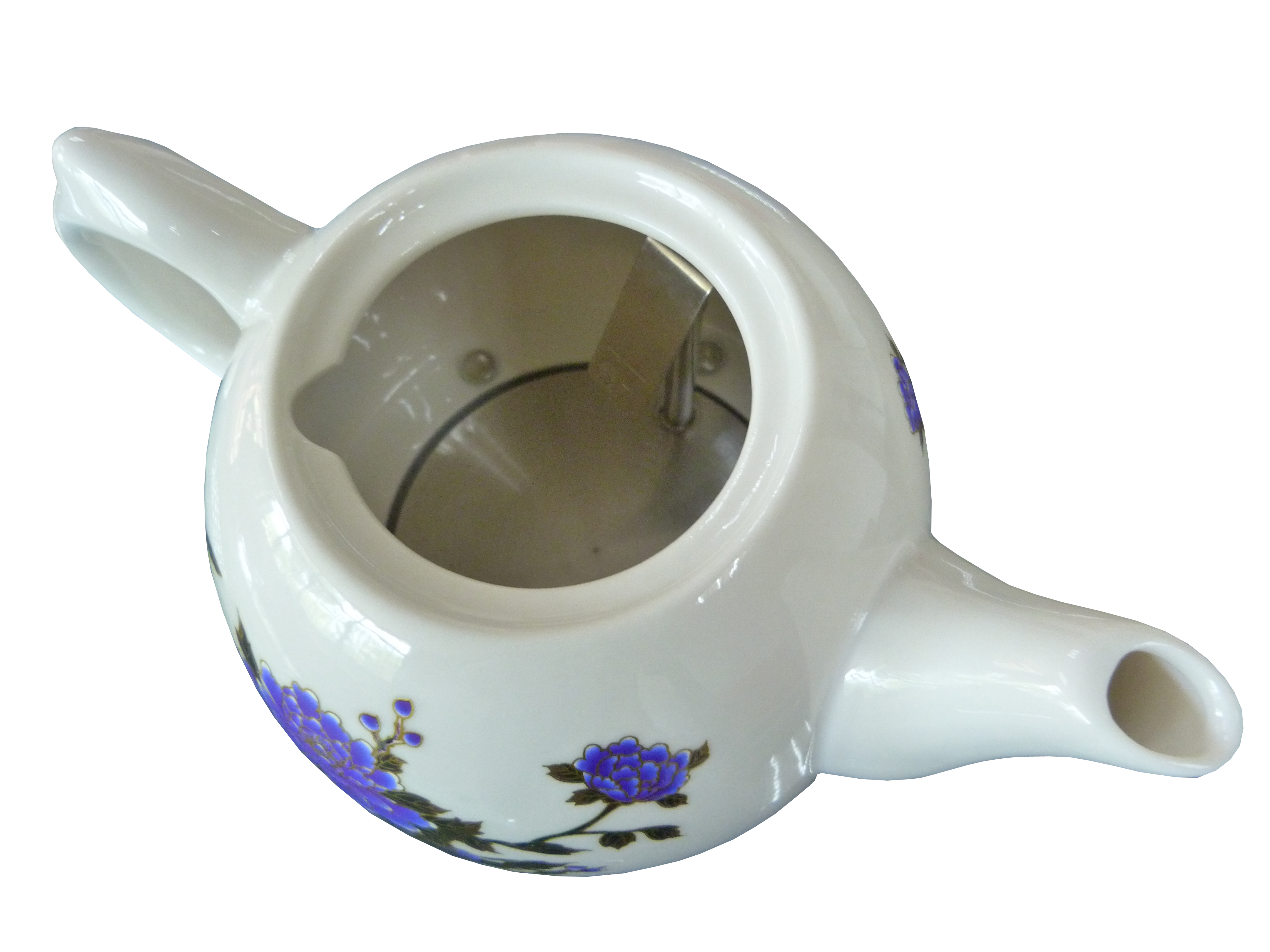 Ceramic Electric Kettle with Peony Flower Pattern Twotone